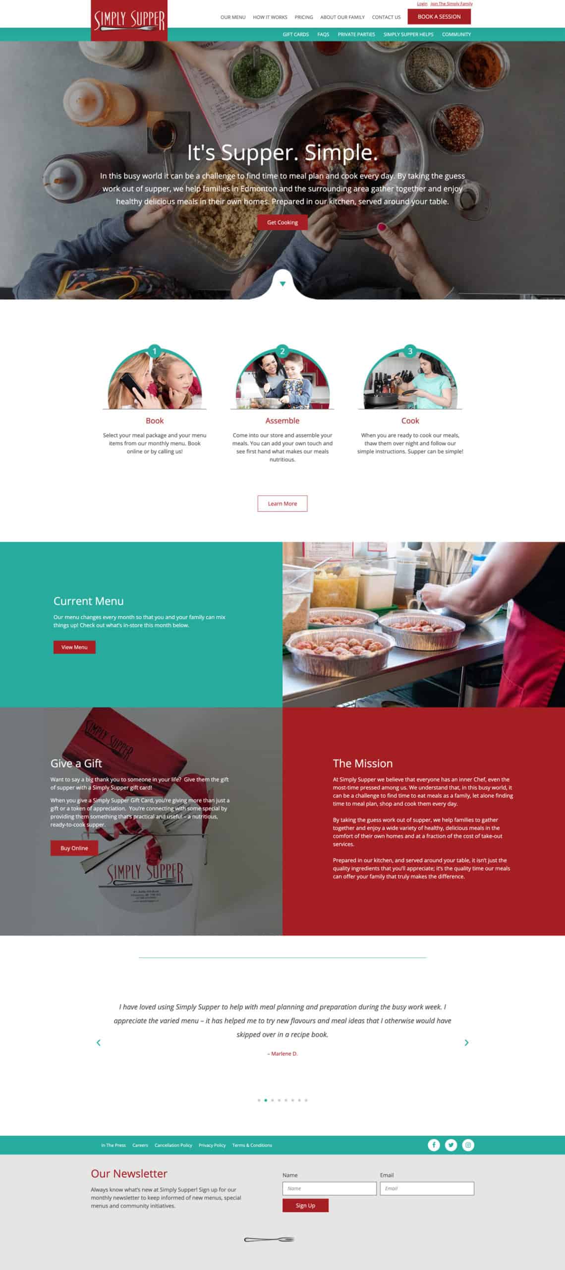 Simply Supper Website Redesign Home Page