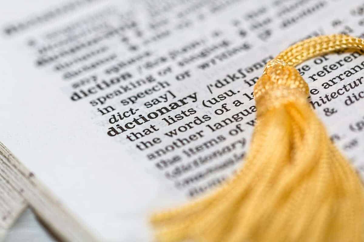 Close-up of dictionary page highlighting SEO terms for nonprofits and training organizations.