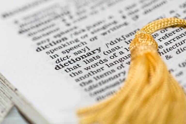 Close-up of dictionary page highlighting SEO terms for nonprofits and training organizations.